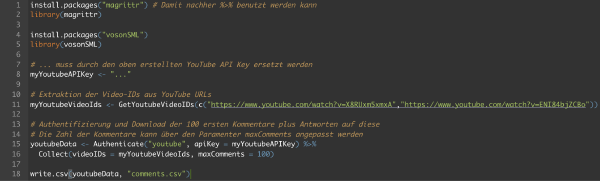 R: YouTube Kommentare mit vosonSML auslesen